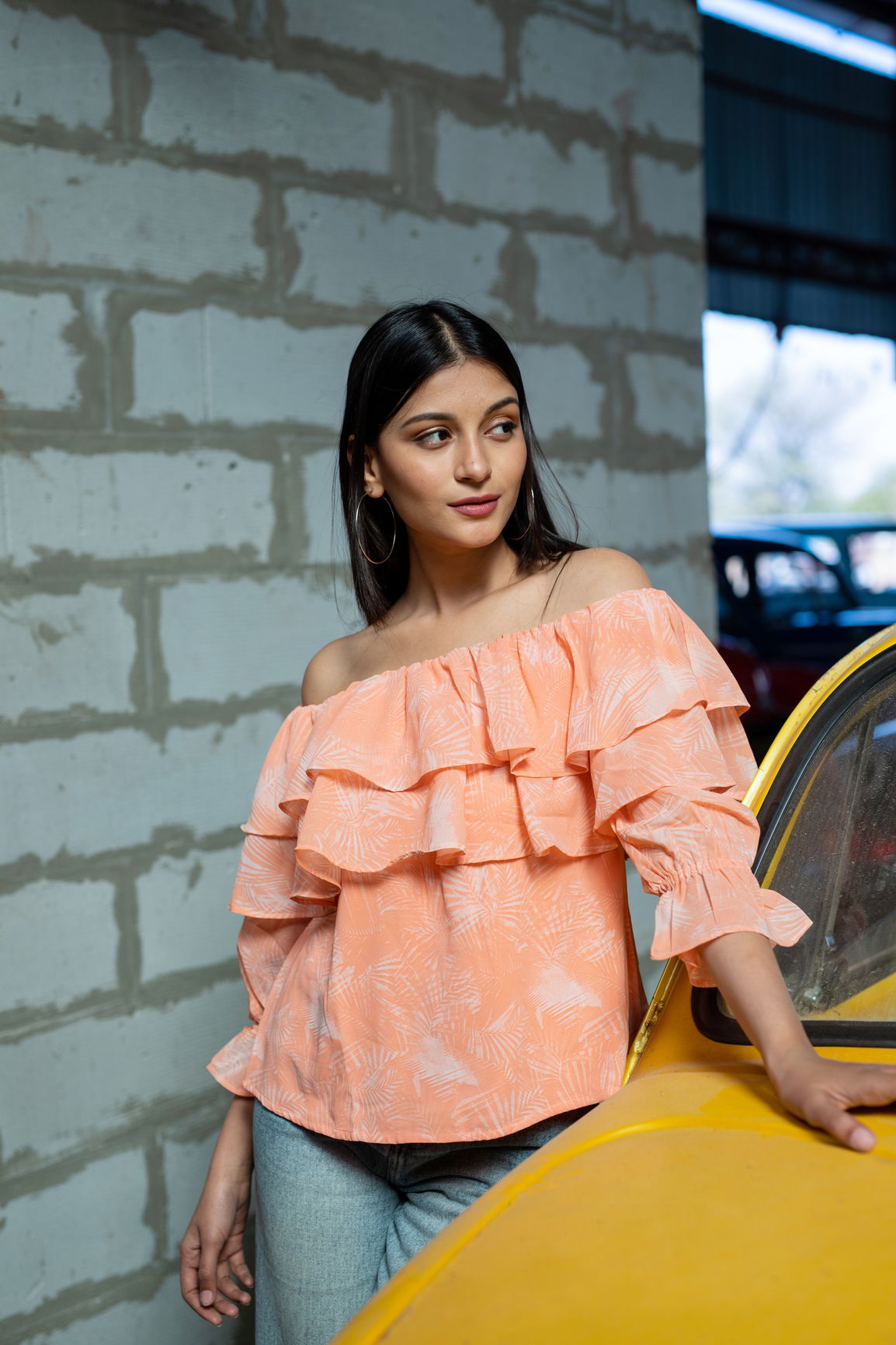 PEACH PRINTED TOP