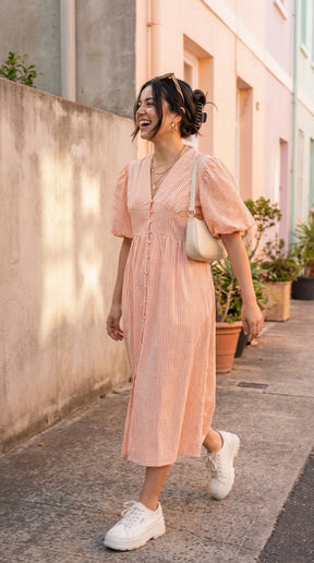 GINGHAM COTTON MAXI