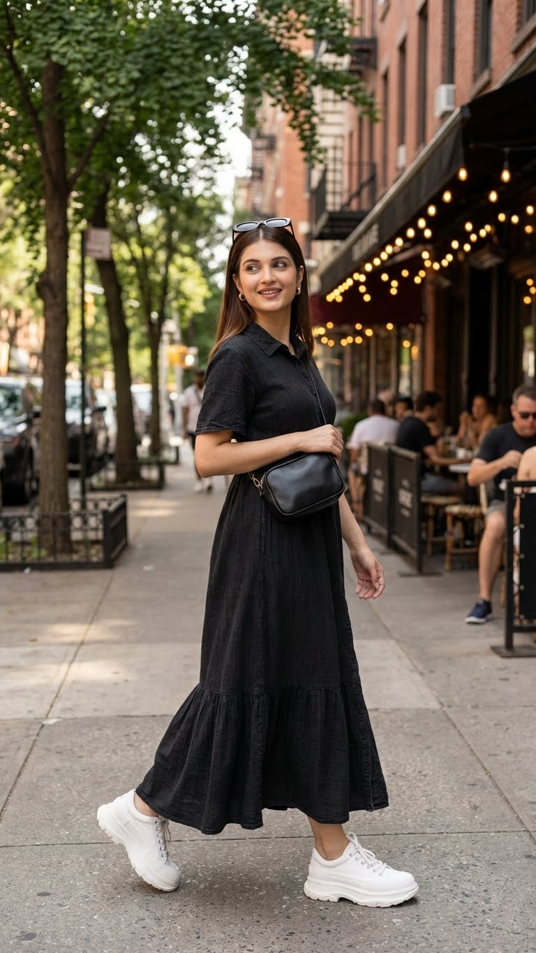BLACK EVERYDAY COTTON DENIM MAXI