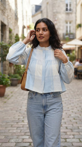 BLUE & WHITE FLANNEL COTTON SHIRT