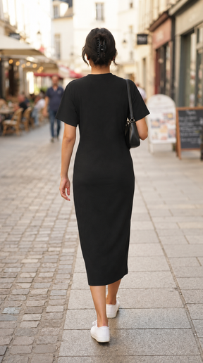 BLACK TWIST WAIST MAXI DRESS