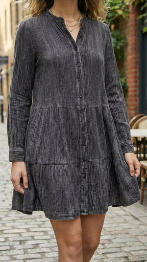 BLACK COTTON DENIM MIDI