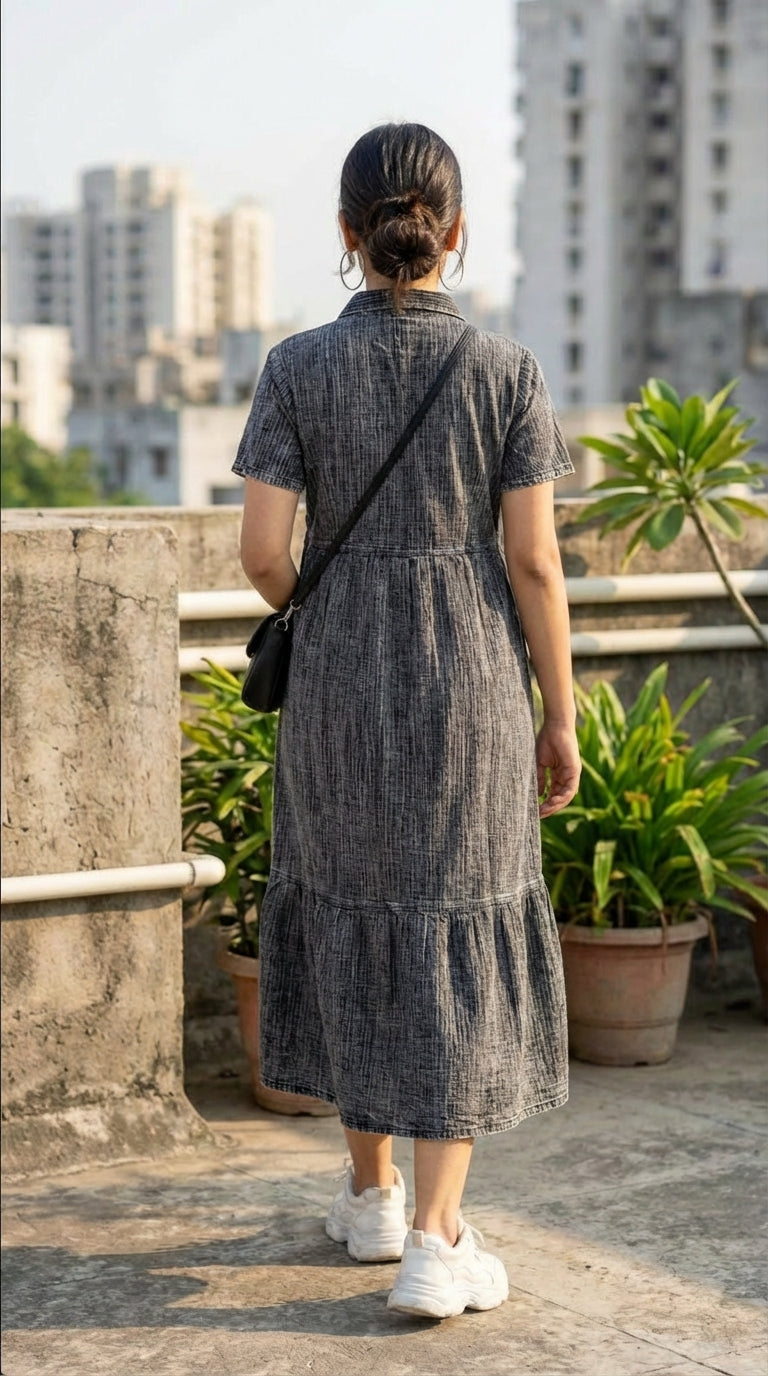 BLACK EVERYDAY COTTON DENIM MAXI