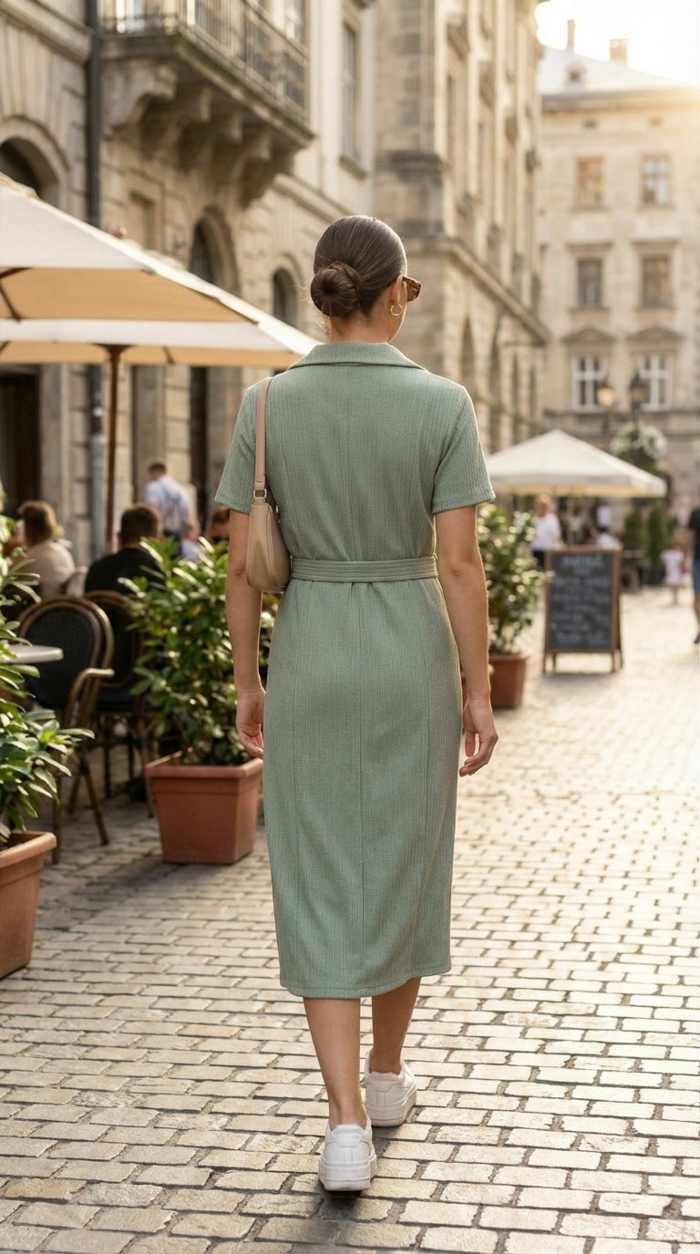 SAGE GREEN BELTED MAXI