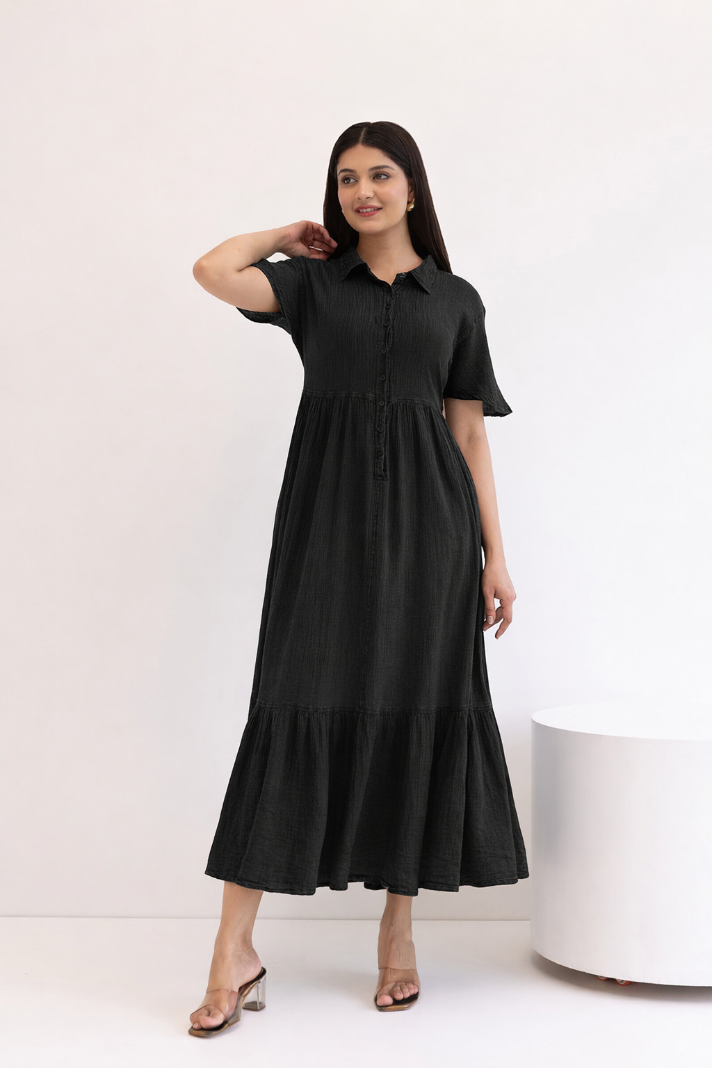 BLACK EVERYDAY COTTON DENIM MAXI