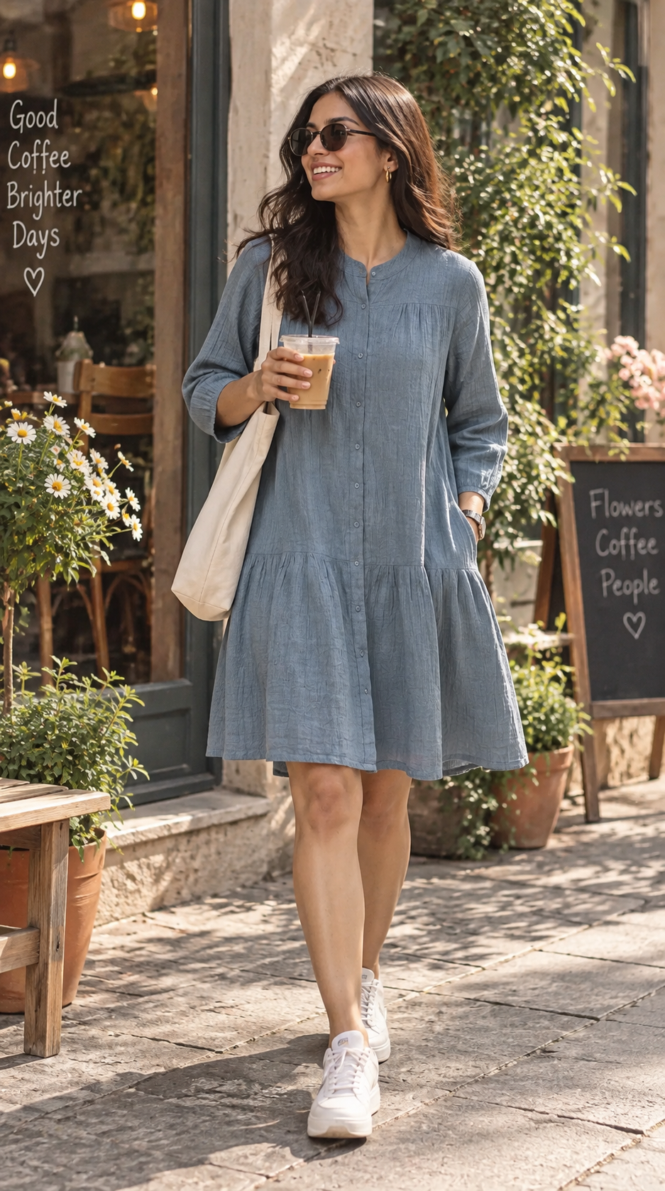 DUSTY BLUE COTTON DENIM