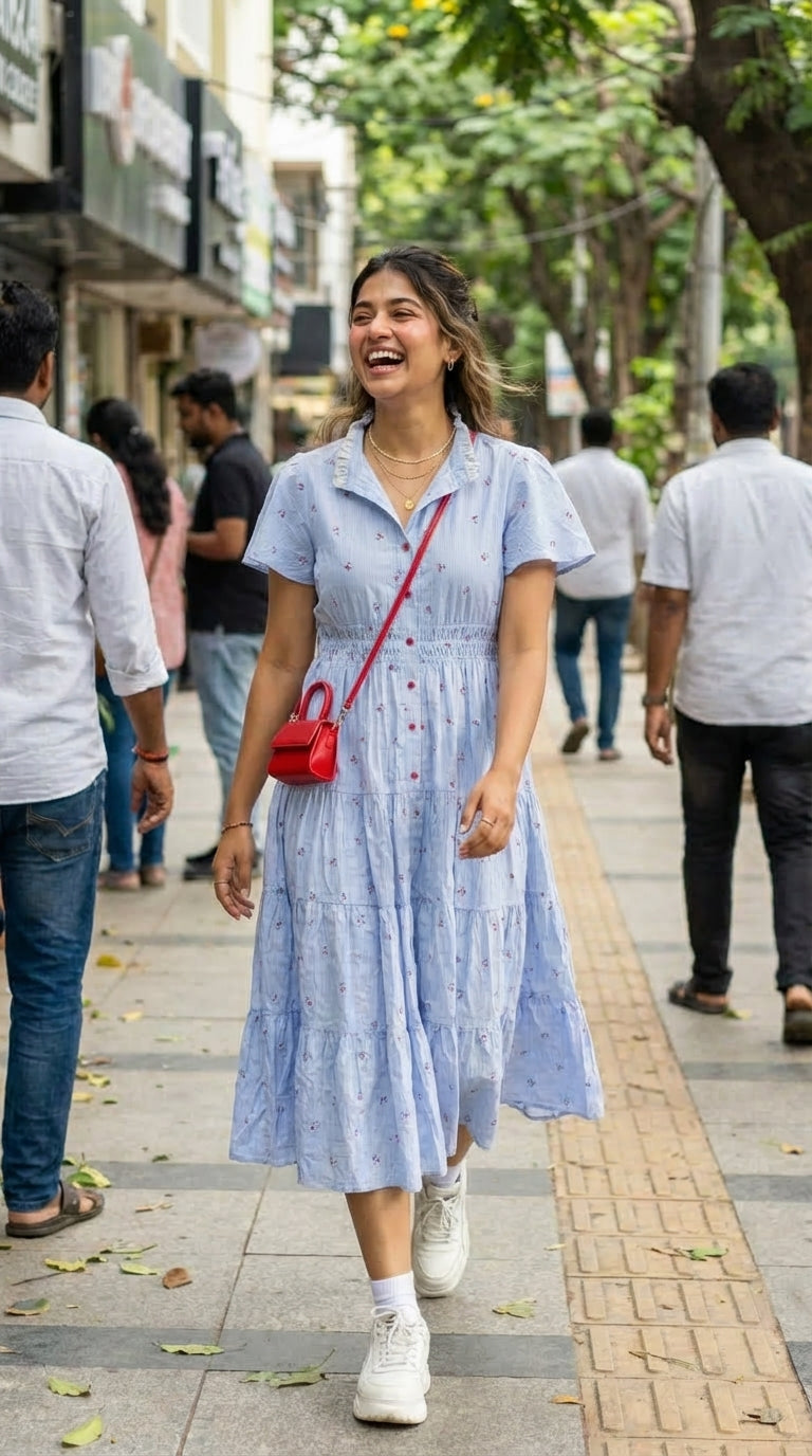 CHERRY PRINTED COTTON MAXI