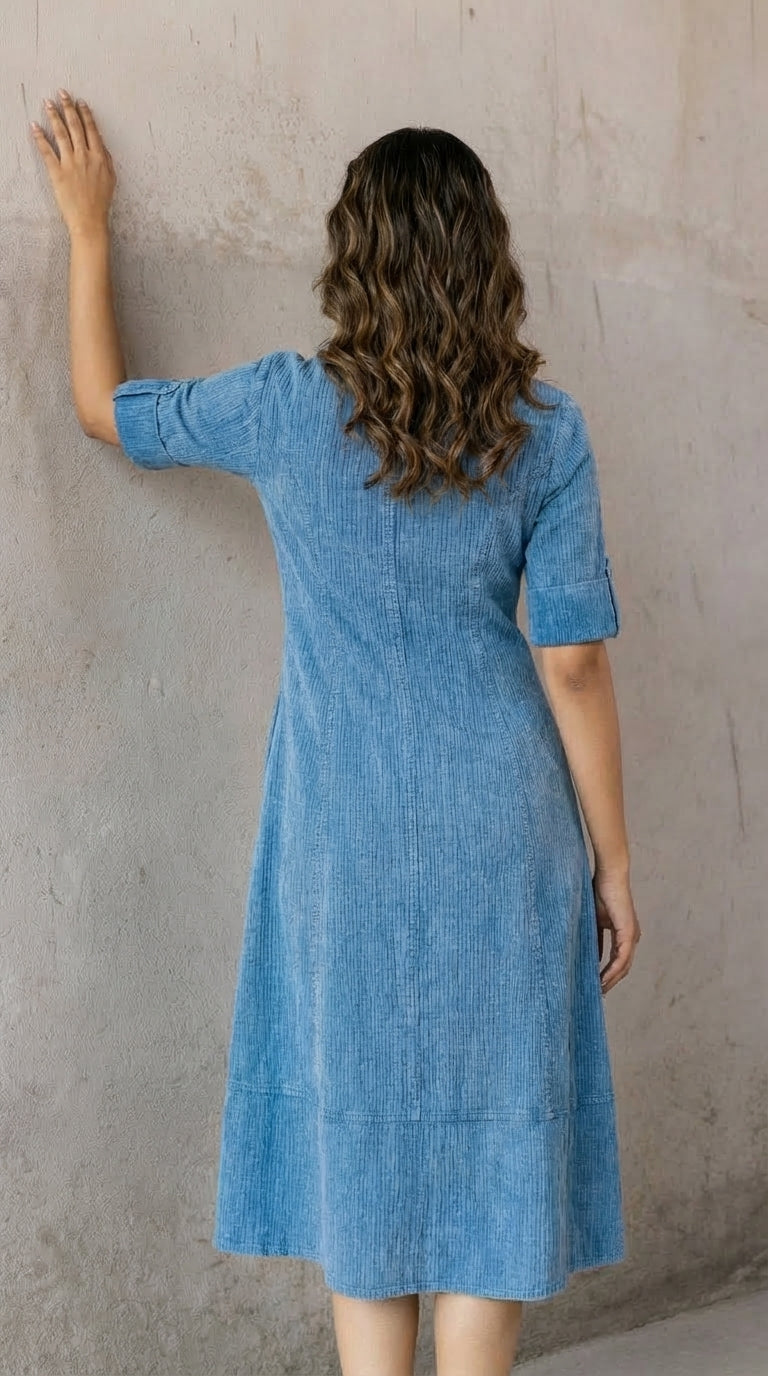 CLASSIC BLUE COTTON DENIM MAXI