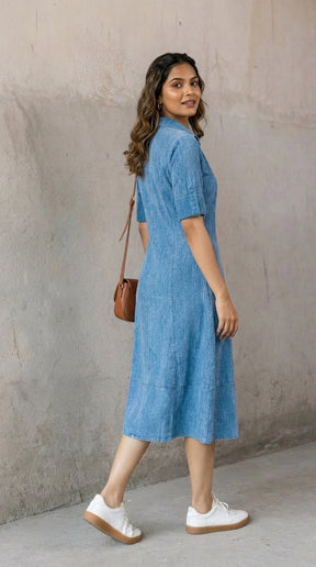 CLASSIC BLUE COTTON DENIM MAXI