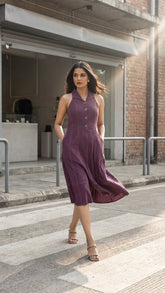 WINE BUTTONED DENIM MAXI
