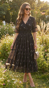 BLACK PAISLEY CHIFFON MAXI