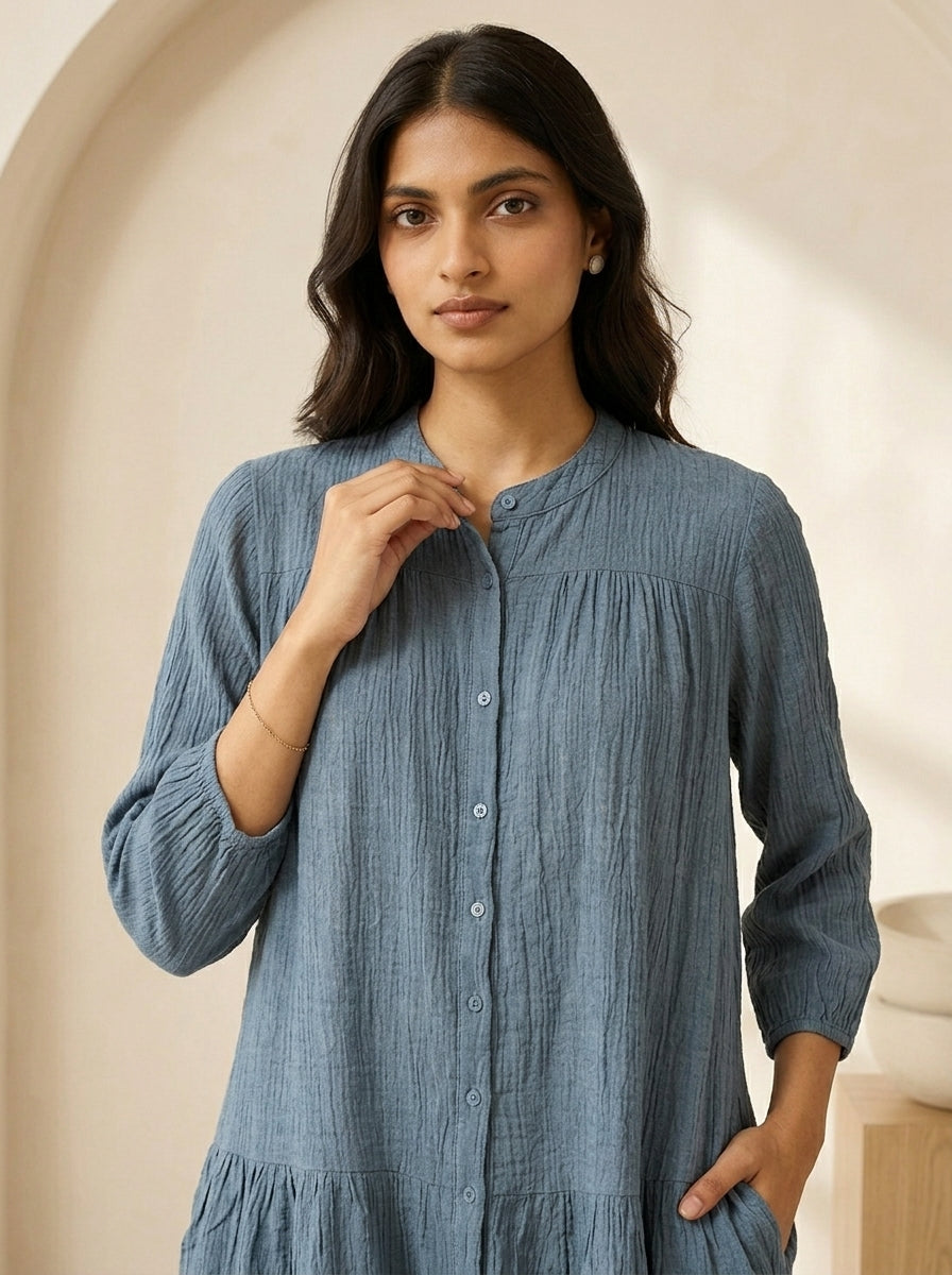 DUSTY BLUE COTTON DENIM