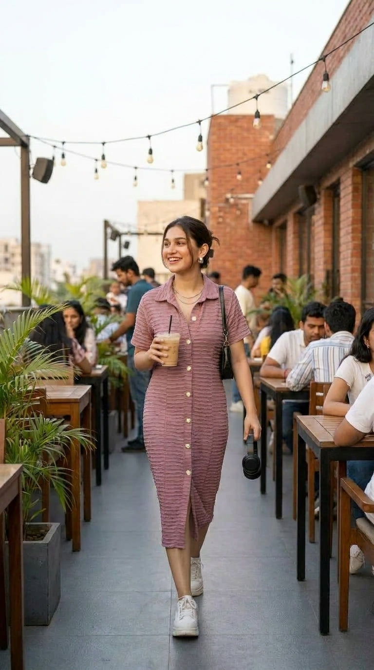 DUSTY PINK SHIRT MAXI DRESS