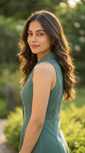 EMERALD SLEEVELESS COTTON DENIM MAXI