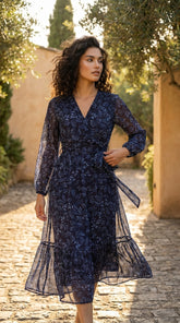 BLUE WRAP CHIFFON MAXI