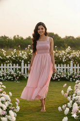 BABY PINK SMOCKED COTTON MAXI