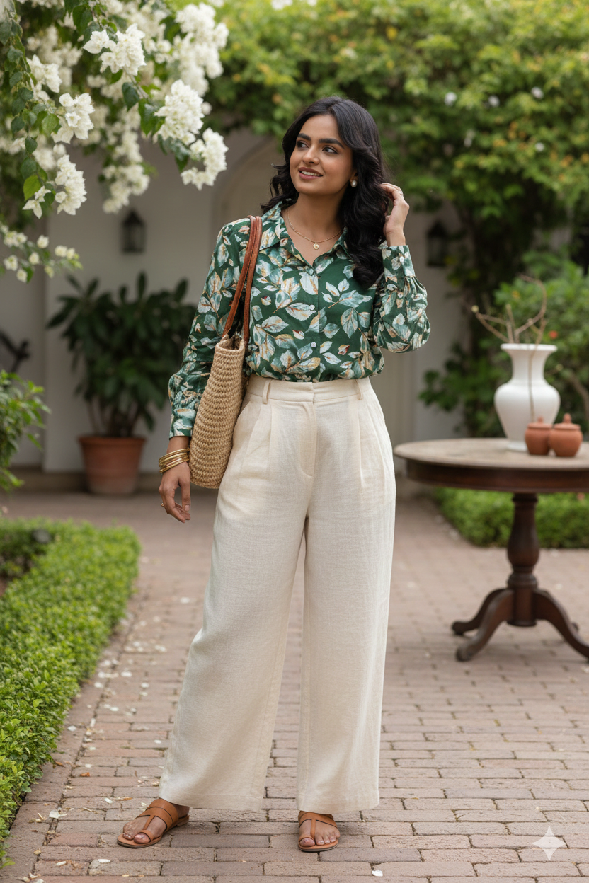 GREEN COTTON SHIRT TOP