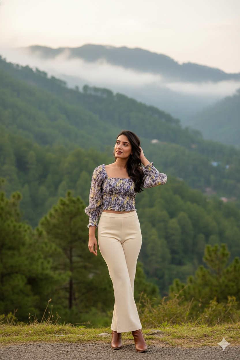 MULTI CROPPED SMOCKED TOP