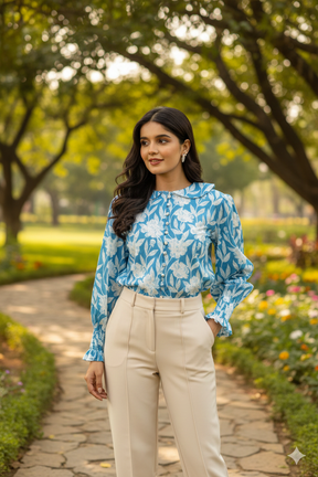 BLUE COTTON SHIRT TOP