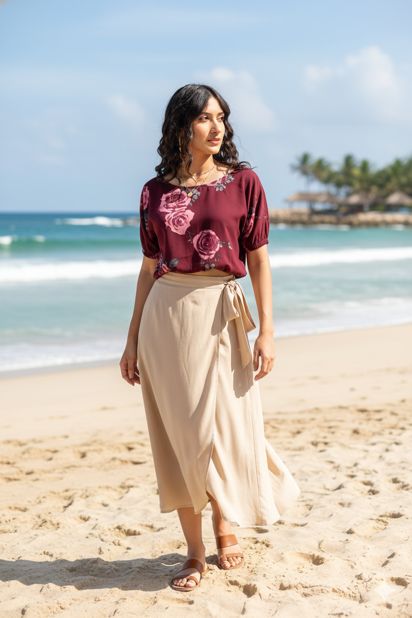 WINE FLORAL CROP TOP