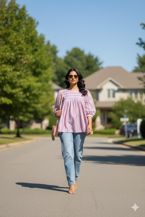 PINK STRIPED COTTON TOP