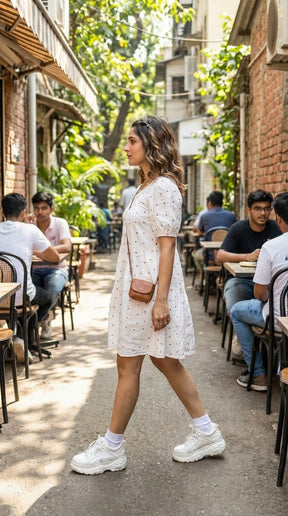 HEART PRINTED COTTON MIDI