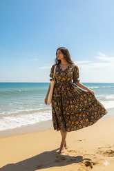 GREEN FLORAL COTTON MAXI DRESS