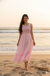 BABY PINK SMOCKED COTTON MAXI