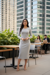 GREY COTTON MIDI DRESS
