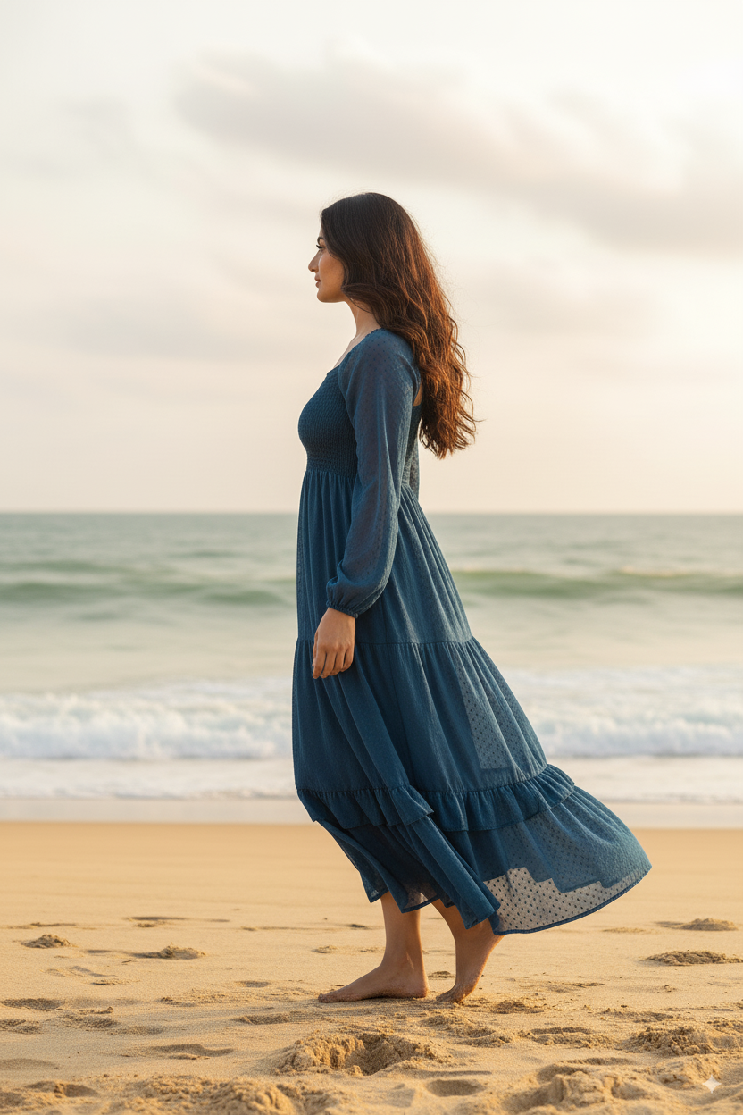 TEAL SMOCKED MAXI
