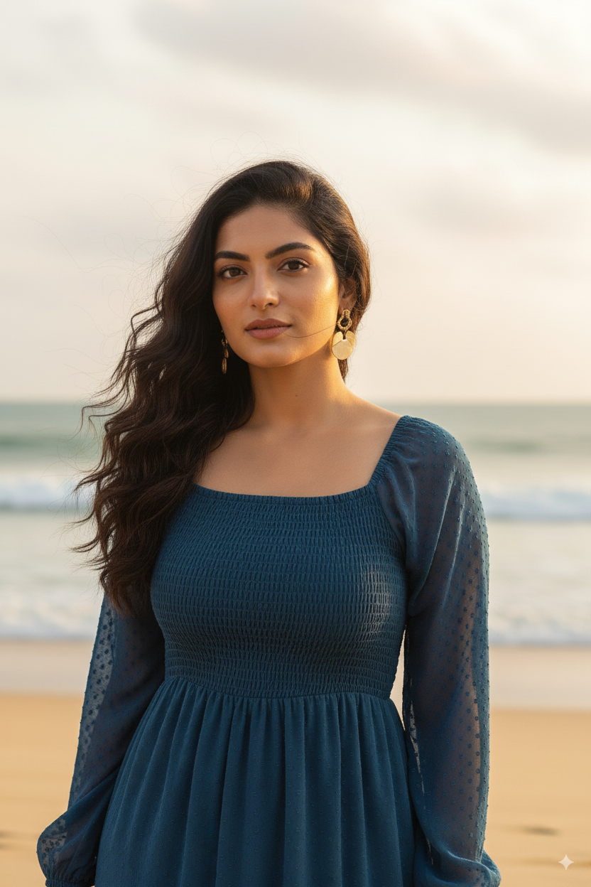TEAL SMOCKED MAXI
