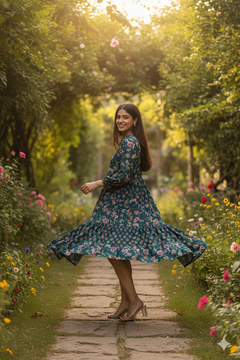EMERALD COTTON PRINTED MAXI