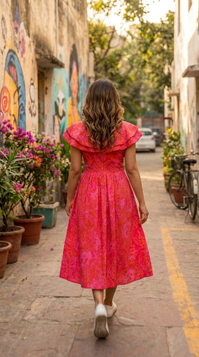 HIBISCUS BLOOM RUFFLE MAXI