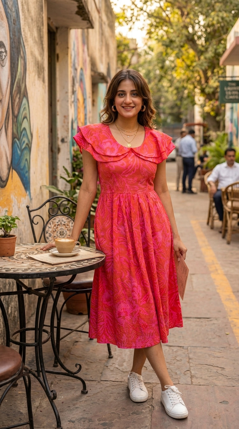 HIBISCUS BLOOM RUFFLE MAXI