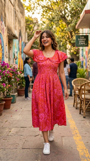 HIBISCUS BLOOM RUFFLE MAXI