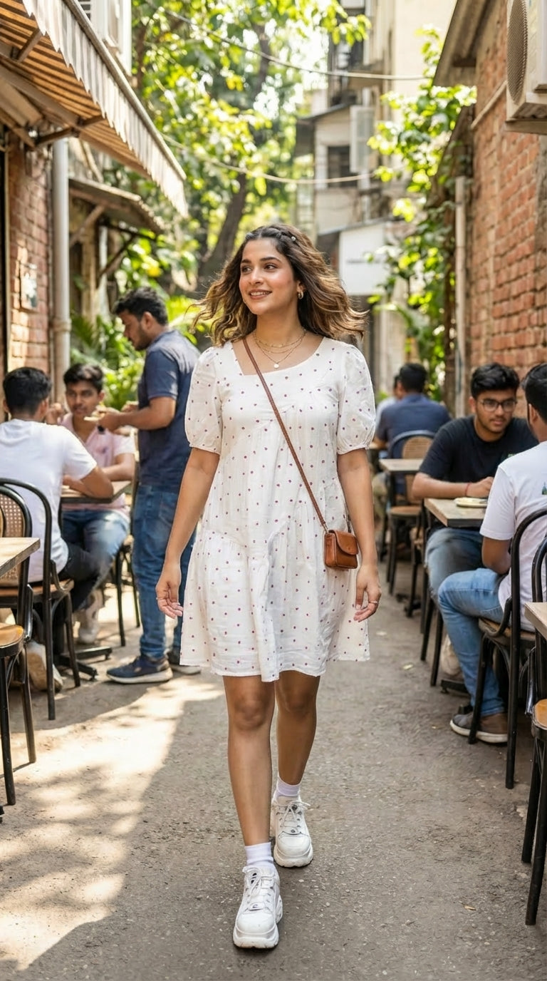 HEART PRINTED COTTON MIDI