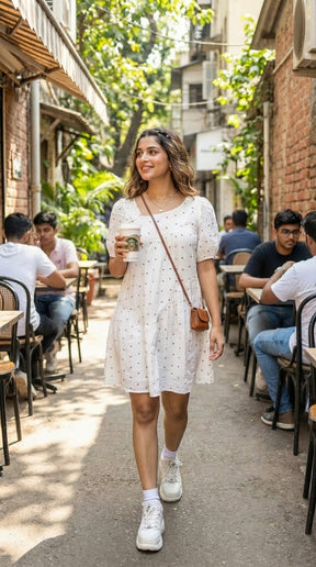 HEART PRINTED COTTON MIDI