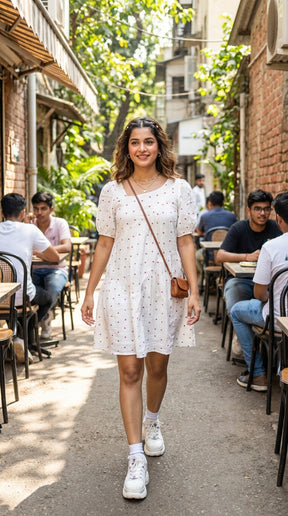 HEART PRINTED COTTON MIDI