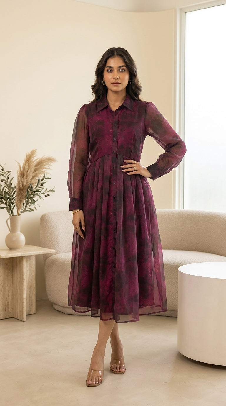 BURGUNDY SHIRT MAXI