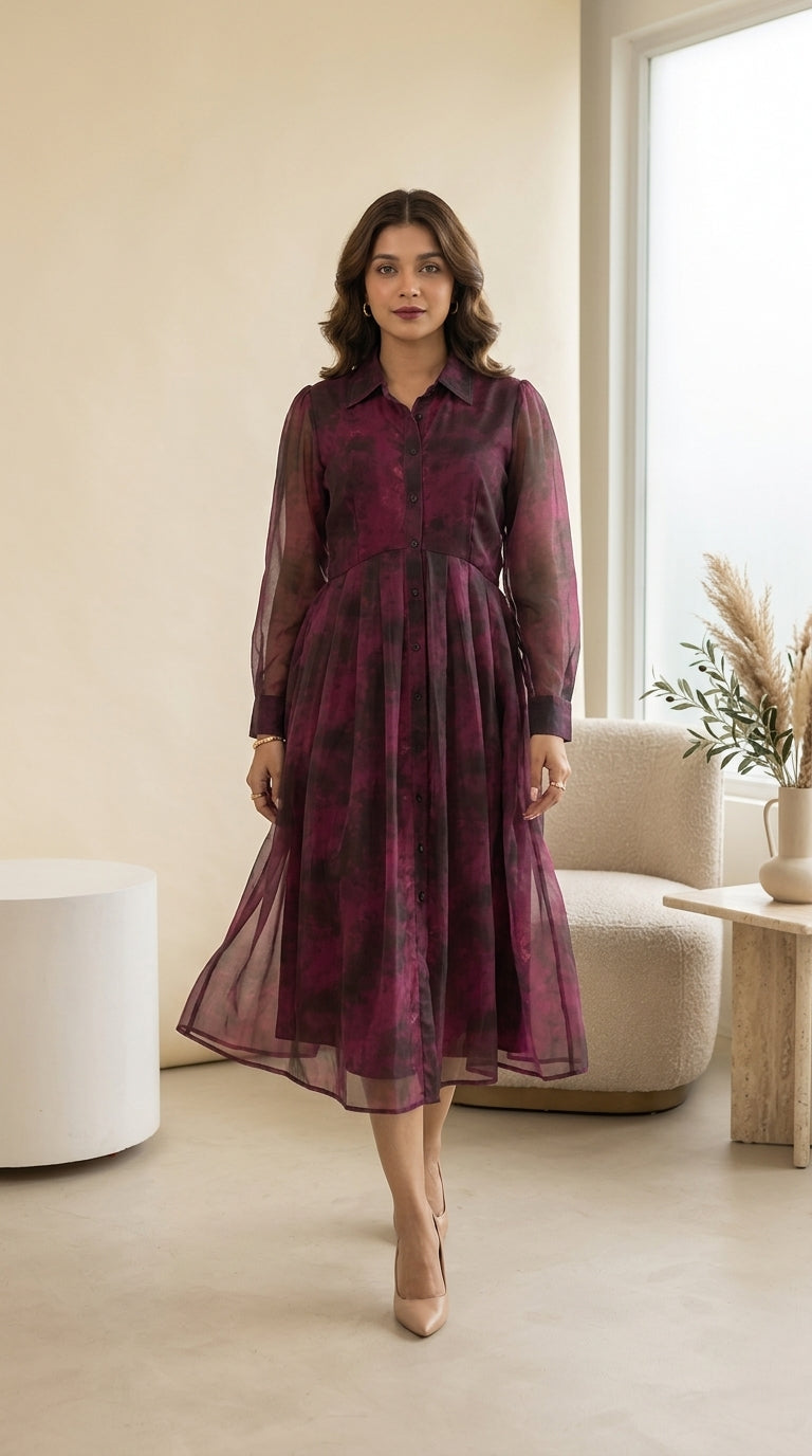 BURGUNDY SHIRT MAXI
