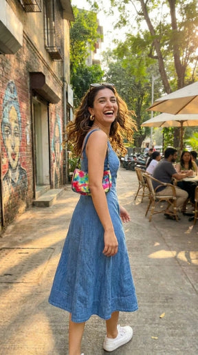 INDIGO EASE COTTON DENIM MAXI