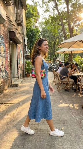 INDIGO EASE COTTON DENIM MAXI