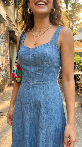 INDIGO EASE COTTON DENIM MAXI