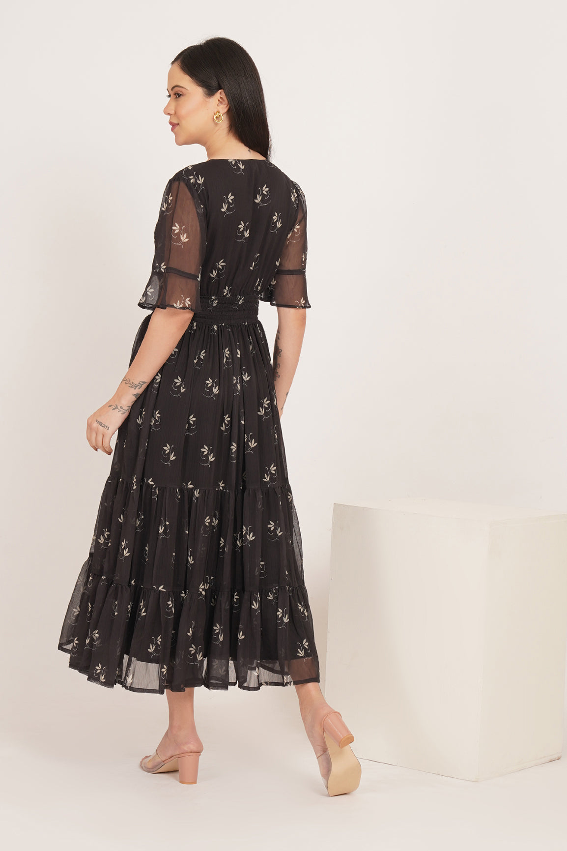 BLACK PAISLEY CHIFFON MAXI