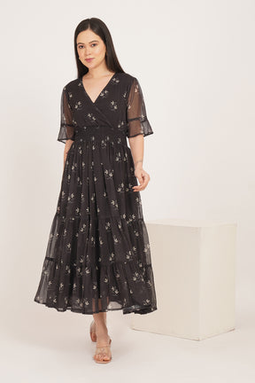 BLACK PAISLEY CHIFFON MAXI