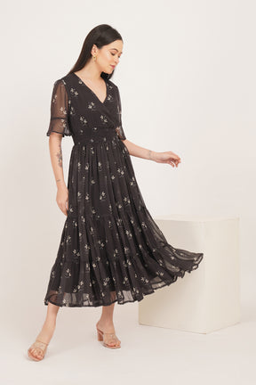 BLACK PAISLEY CHIFFON MAXI
