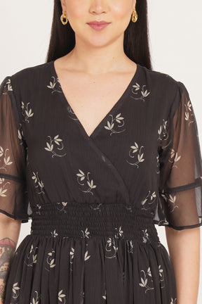 BLACK PAISLEY CHIFFON MAXI
