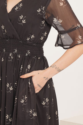 BLACK PAISLEY CHIFFON MAXI