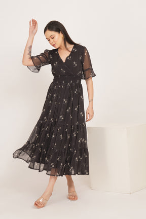 BLACK PAISLEY CHIFFON MAXI