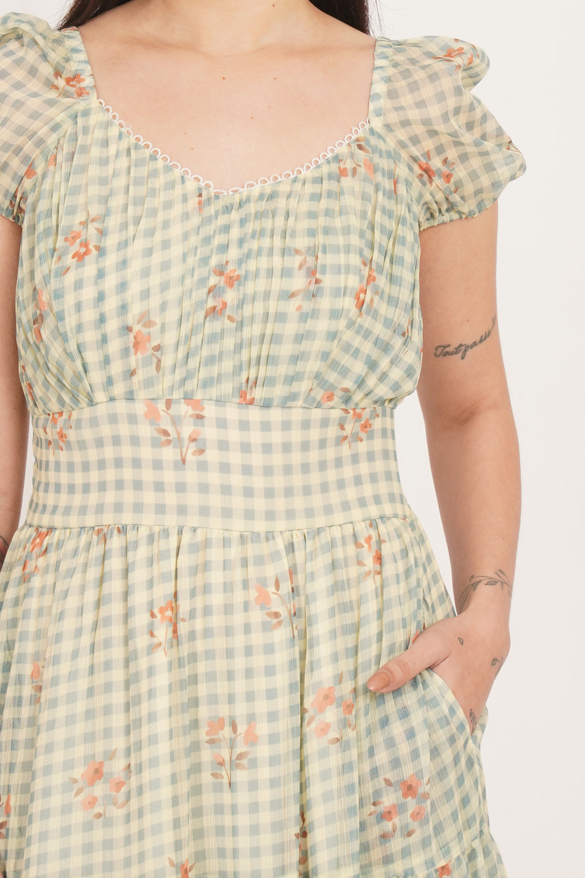 SAGE BLOOM GINGHAM MAXI